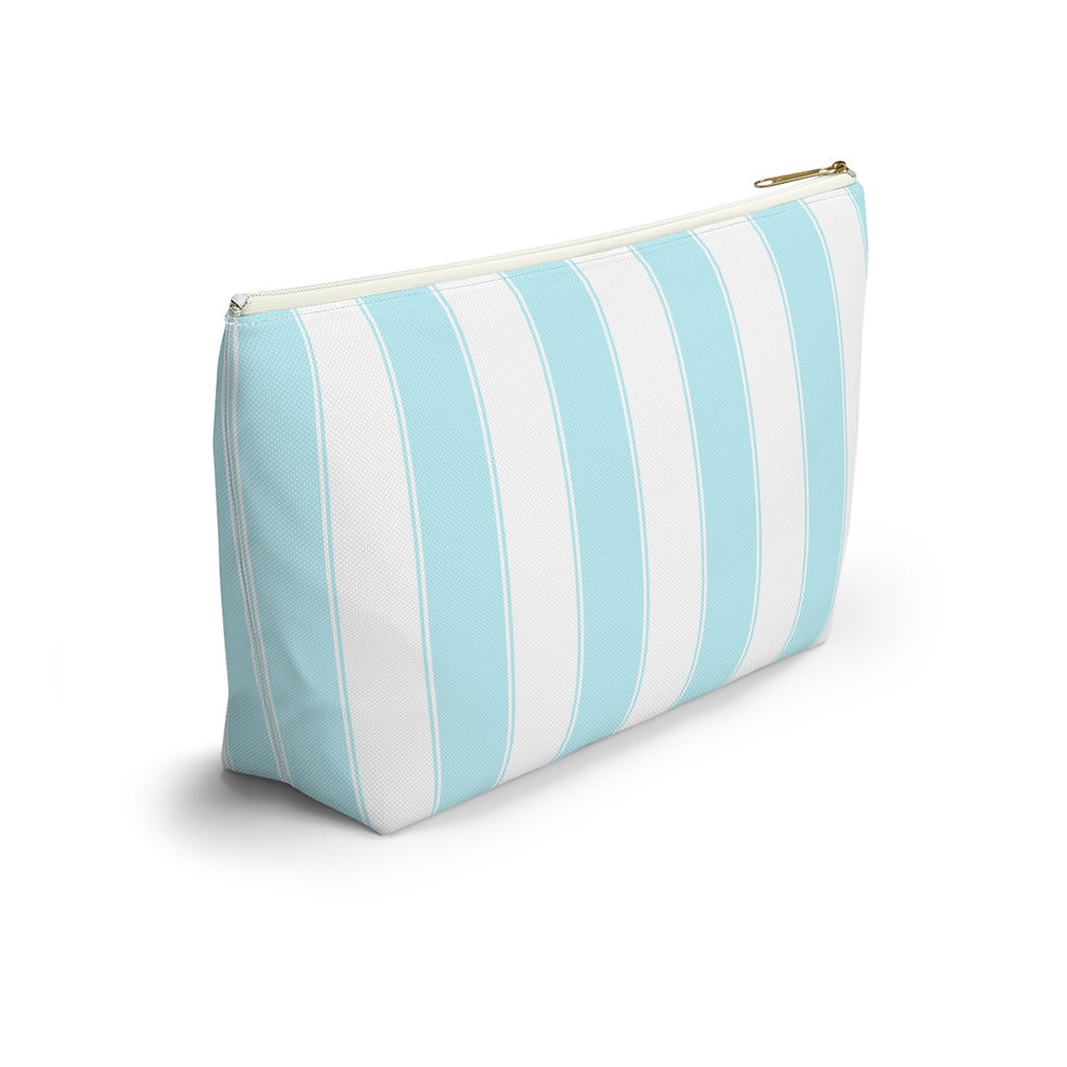 Thumbnail: Pink Flamingo Cabana Stripe Accessory Pouch T-bottom with zipper