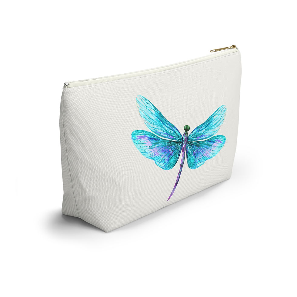 Thumbnail: Blue Dragonfly t-bottom accessory pouch with zipper