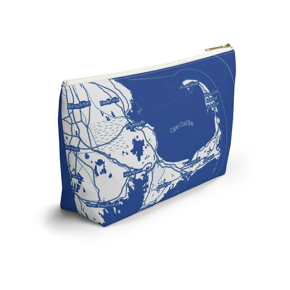 Thumbnail: Cape Cod Map Blueprint Accessory Pouch T-bottom with zipper