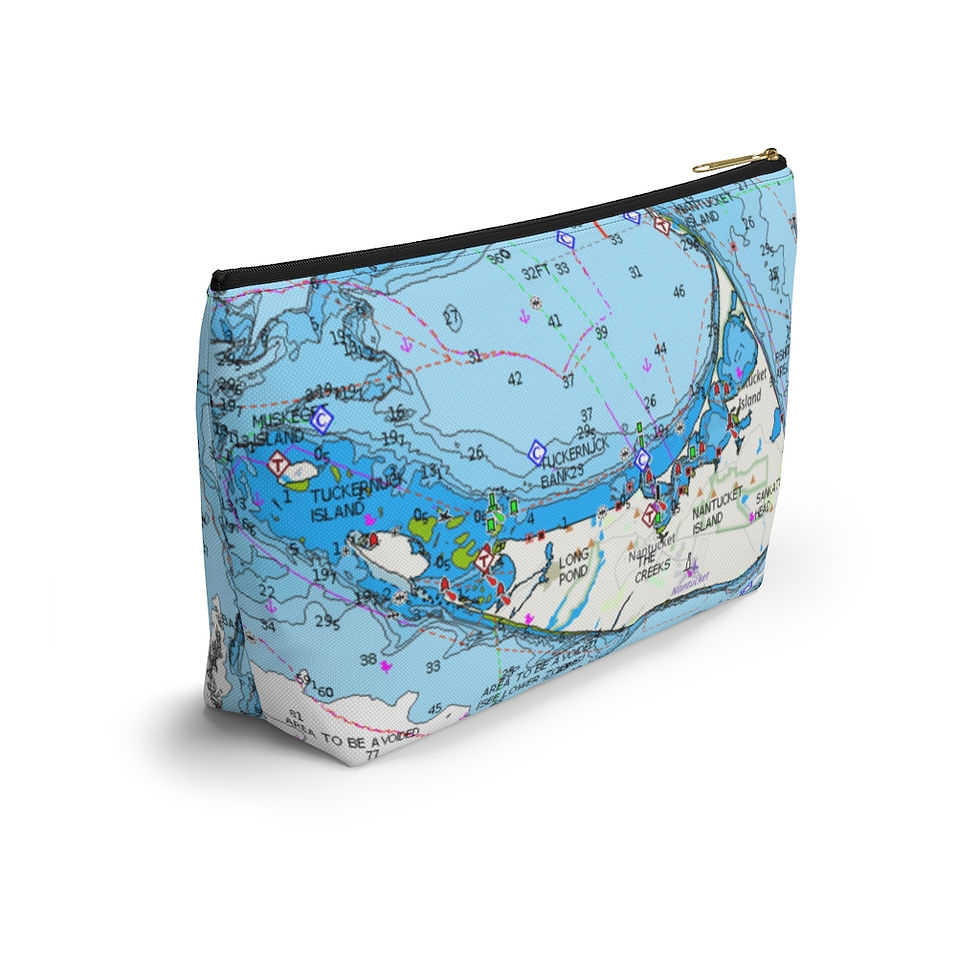 Thumbnail: Nantucket island bag Nautical map. Accessory Pouch w T-bottom in 2 sizes.