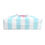 Thumbnail: Pink flamingo blue cabana stripe beach tote bag with rope handles.