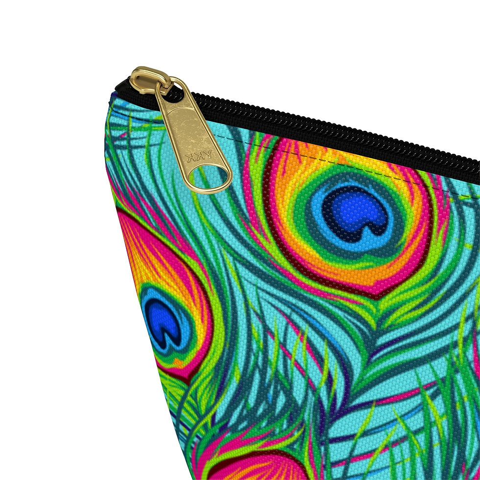 Thumbnail: Peacock feather t-bottom accessory pouch.