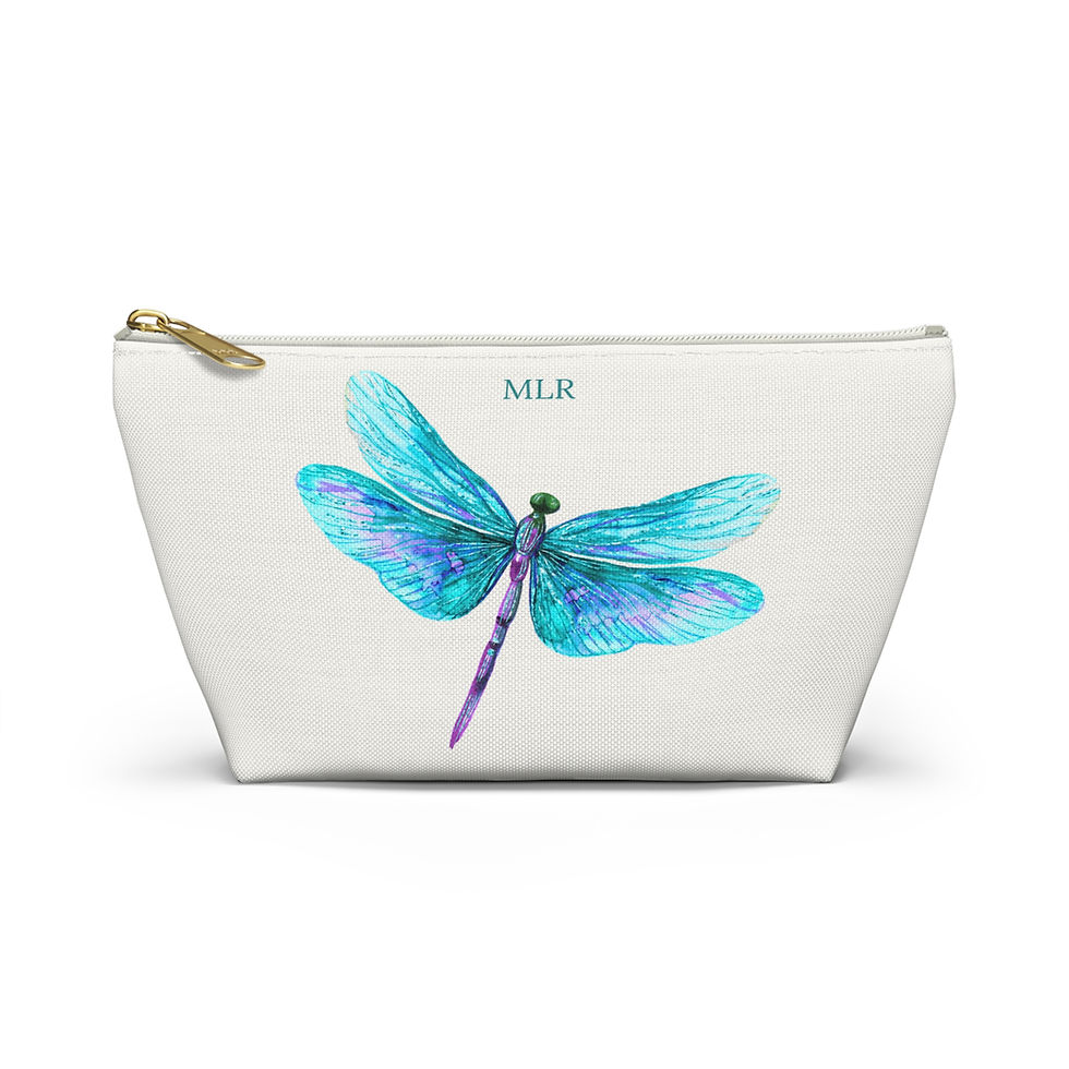 Thumbnail: Blue Dragonfly t-bottom accessory pouch with zipper