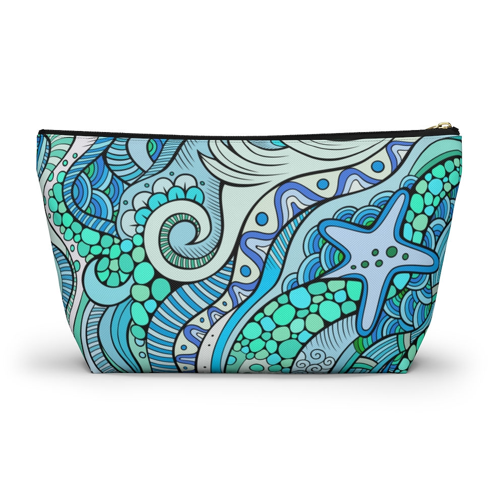 Thumbnail: Accessory Pouch w T-bottom. Personalized bag in sizes 5" x 8" and 8" x 12".