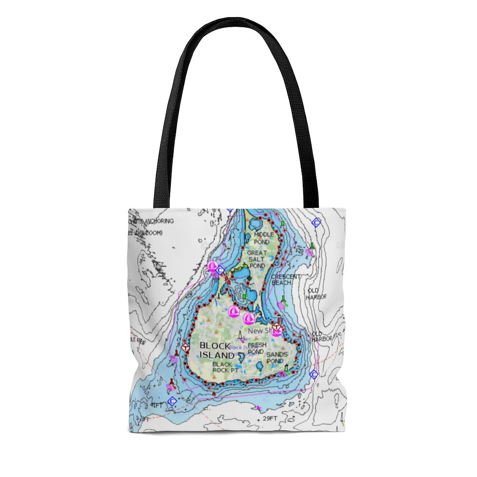 Thumbnail: Block Island Tote Bag. Nautical map tote available in 3 sizes.