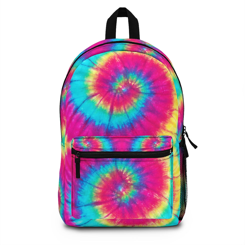 Thumbnail: Multicolor tie dye personalized backpack with exterior pockets