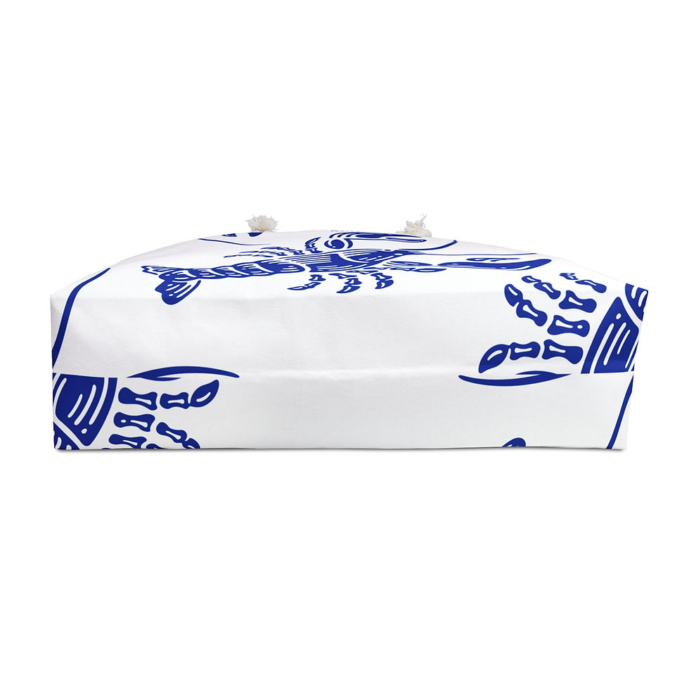 Thumbnail: Blue Lobsters Beach Tote Bag with rope handles