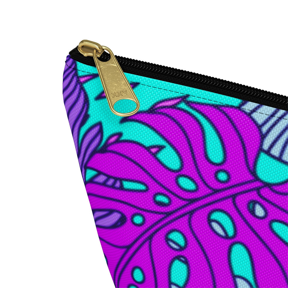 Thumbnail: Tropical Purple palm tree Accessory Pouch w T-bottom