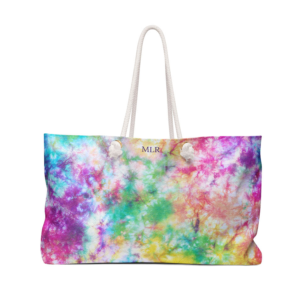 Pink and purple beach tote bag with rope handles