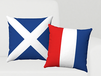 Blue white and red signal flag pillows