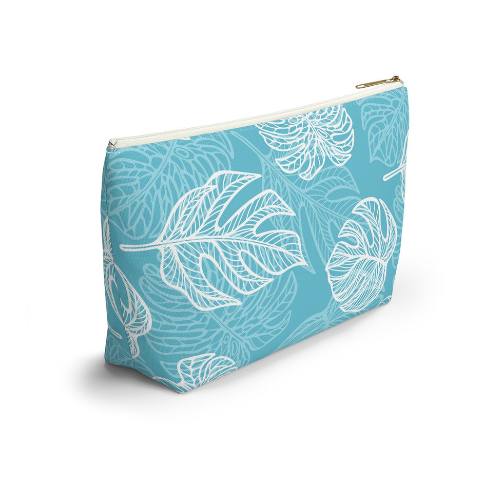 Thumbnail: Blue Palm Tree Accessory Pouch w T-bottom