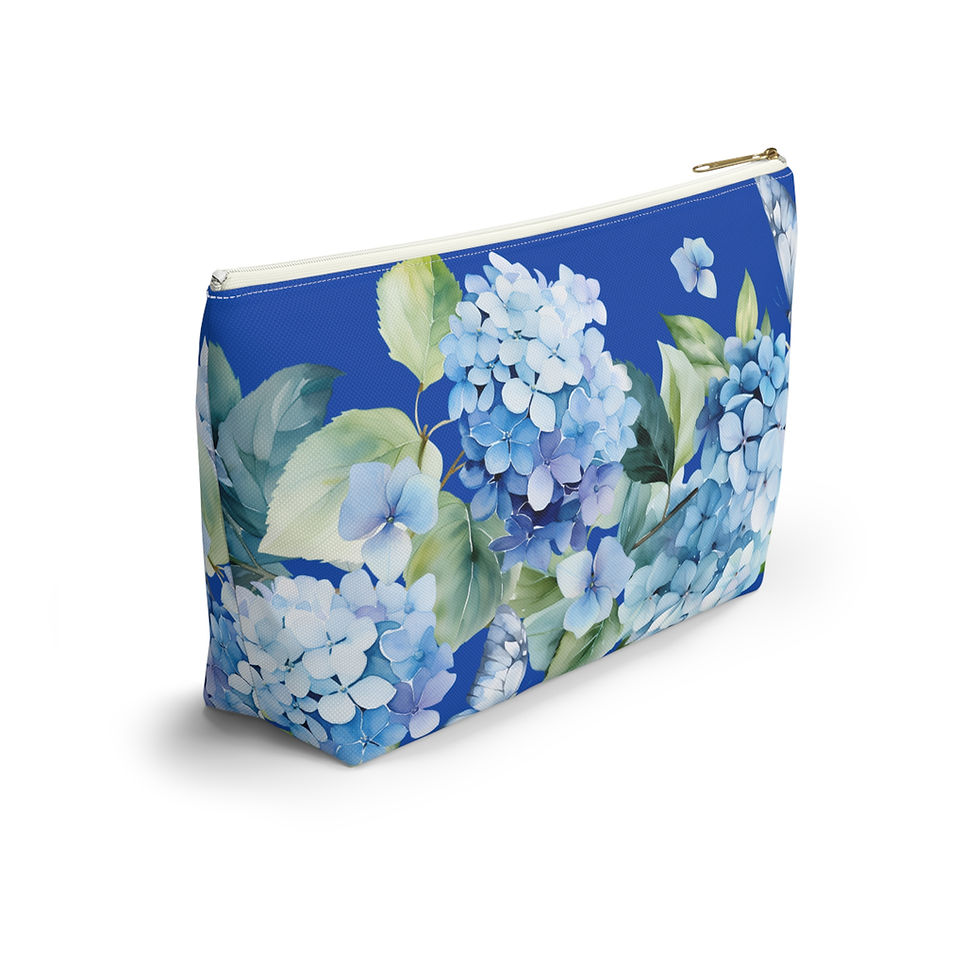 Thumbnail: Blue Hydrangea accessory pouch with zipper