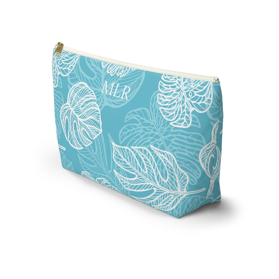 Thumbnail: Blue Palm Tree Accessory Pouch w T-bottom