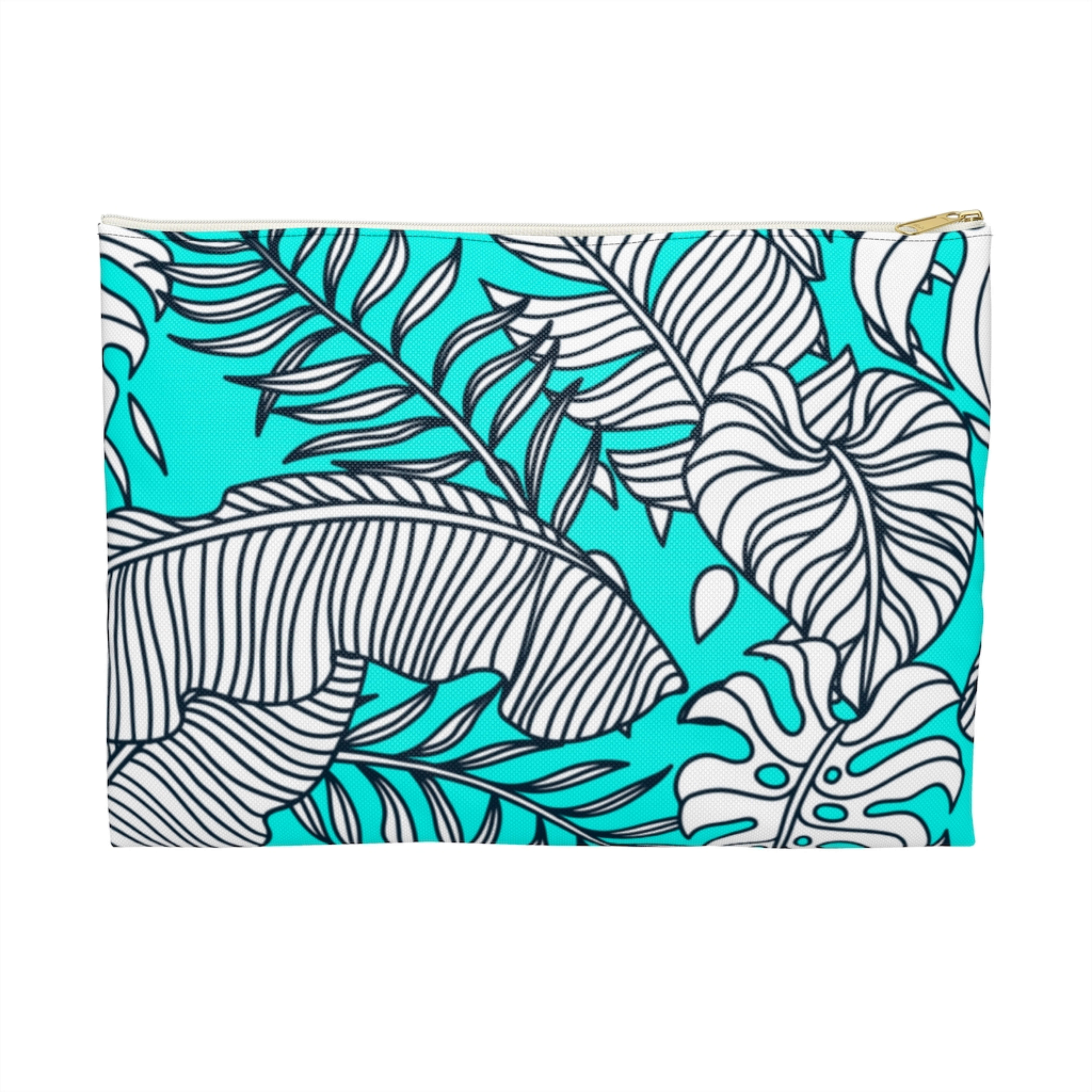 Palm tree print accessory pouch in turquoise. Small or Large.
