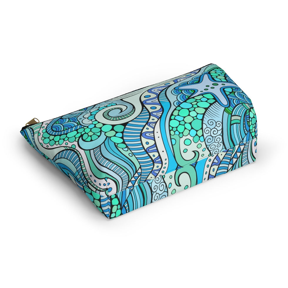 Thumbnail: Accessory Pouch w T-bottom. Personalized bag in sizes 5" x 8" and 8" x 12".