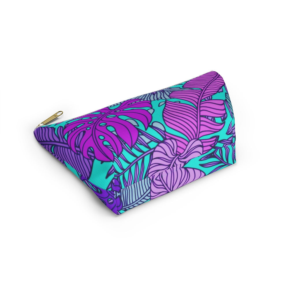 Thumbnail: Tropical Purple palm tree Accessory Pouch w T-bottom
