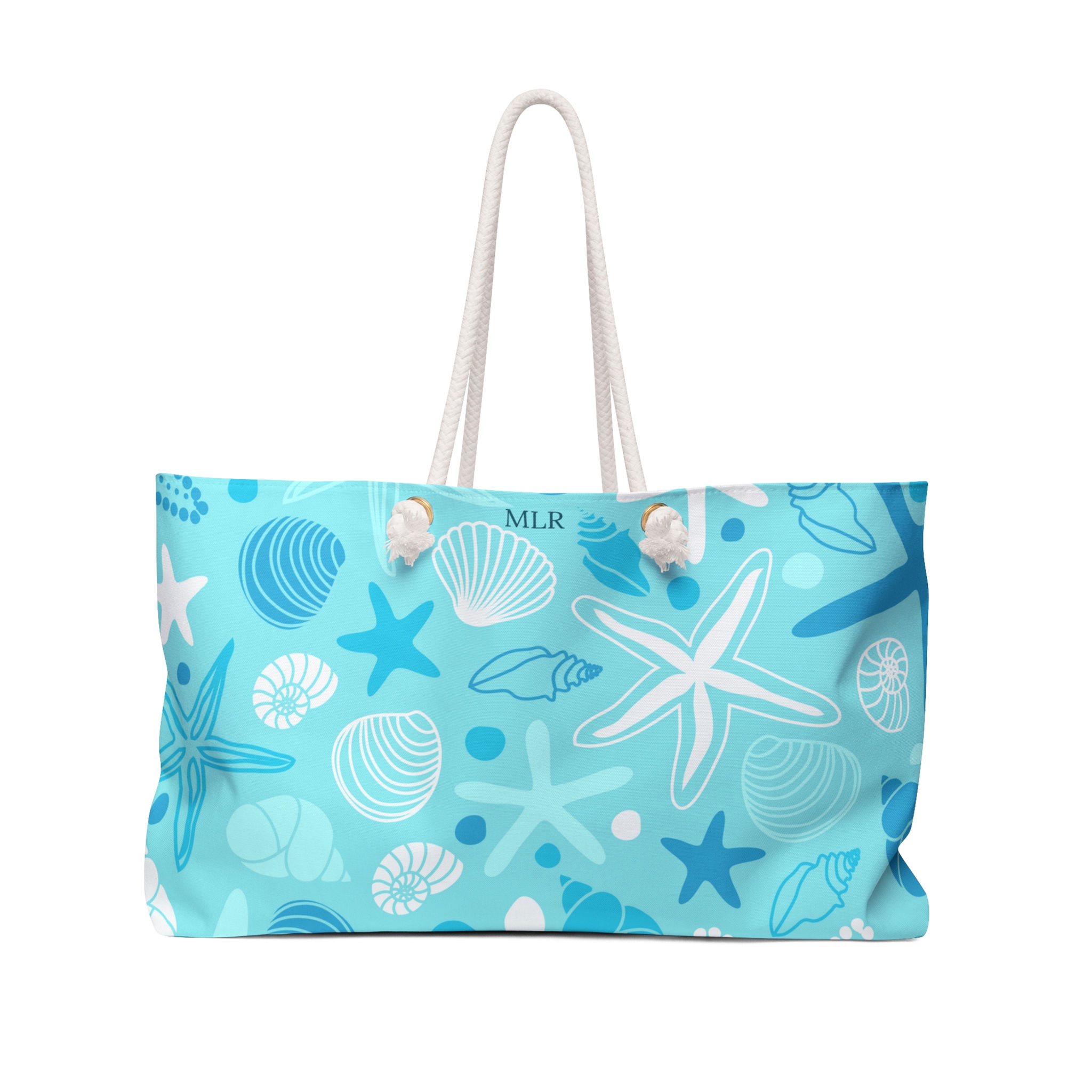 Starfish Shells beach tote bag with rope handles