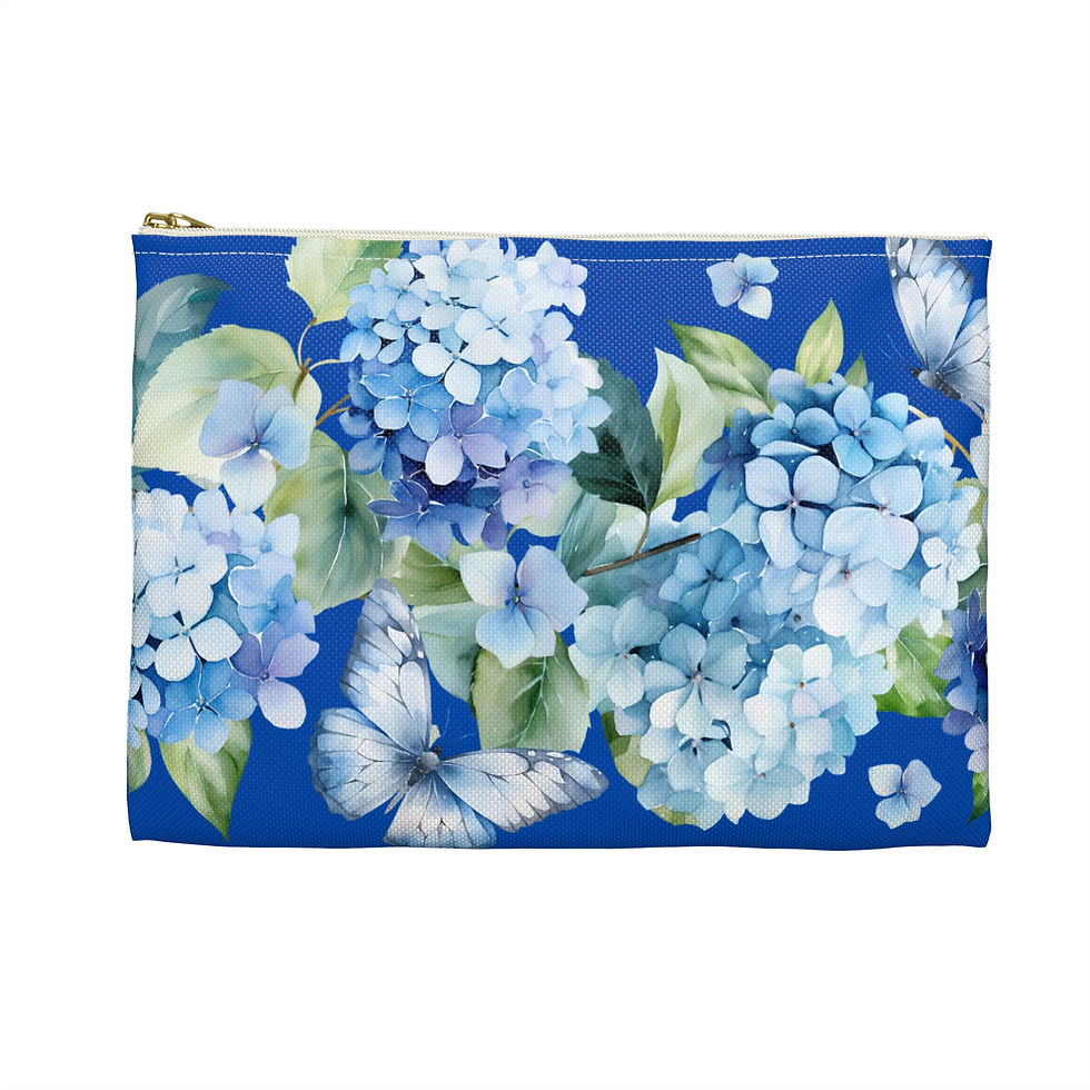 Thumbnail: Blue Hydrangea accessory pouch with zipper