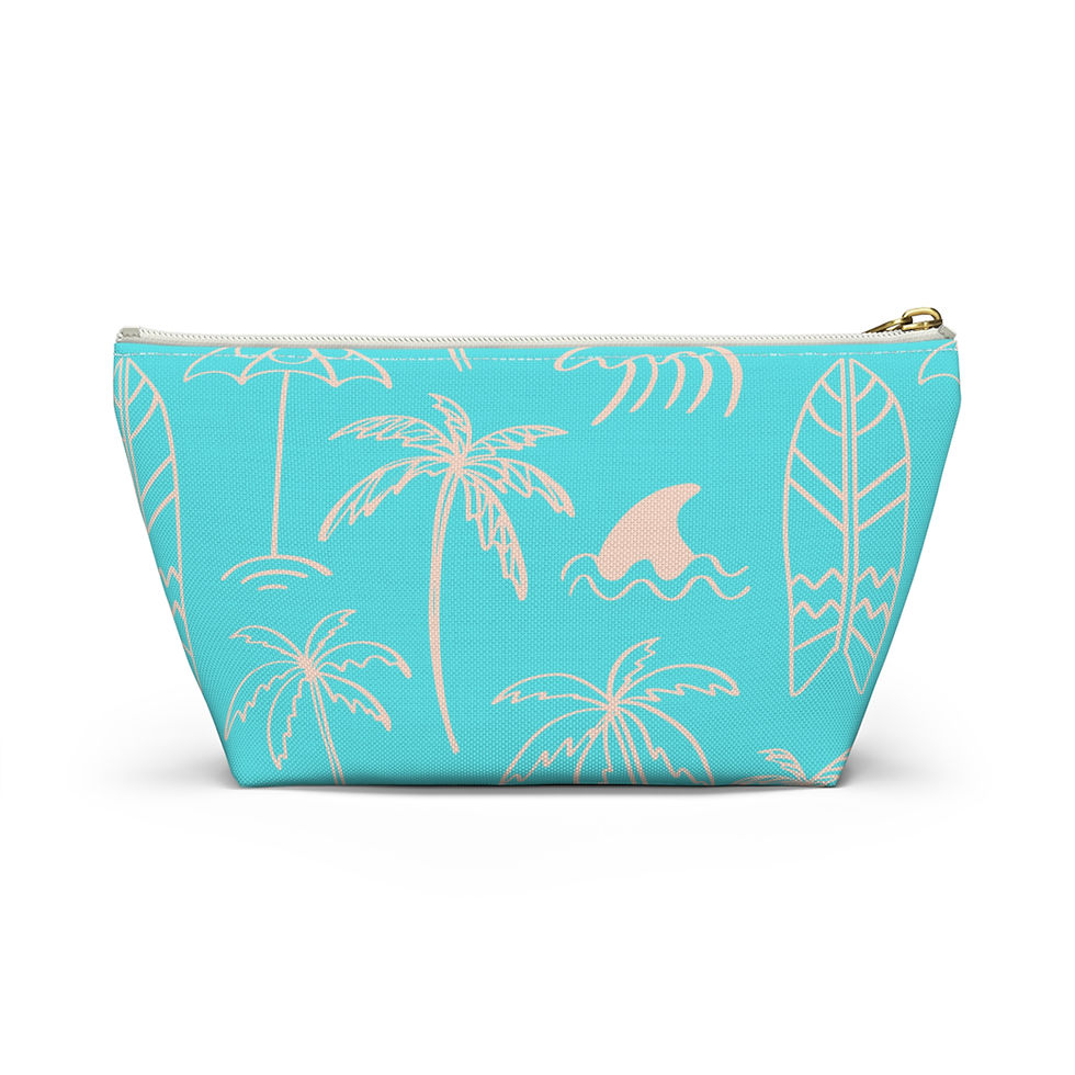 Thumbnail: Sea blue palm tree t-bottom accessory pouch with zipper
