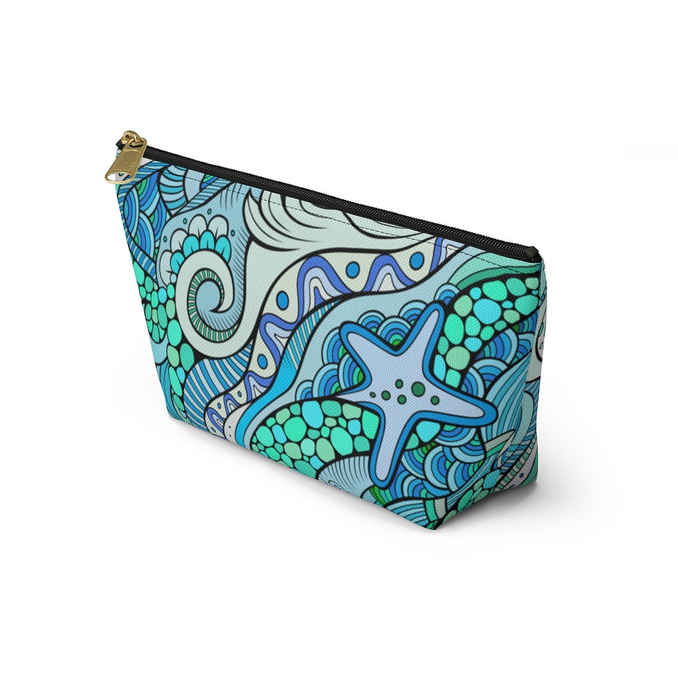 Thumbnail: Accessory Pouch w T-bottom. Personalized bag in sizes 5" x 8" and 8" x 12".