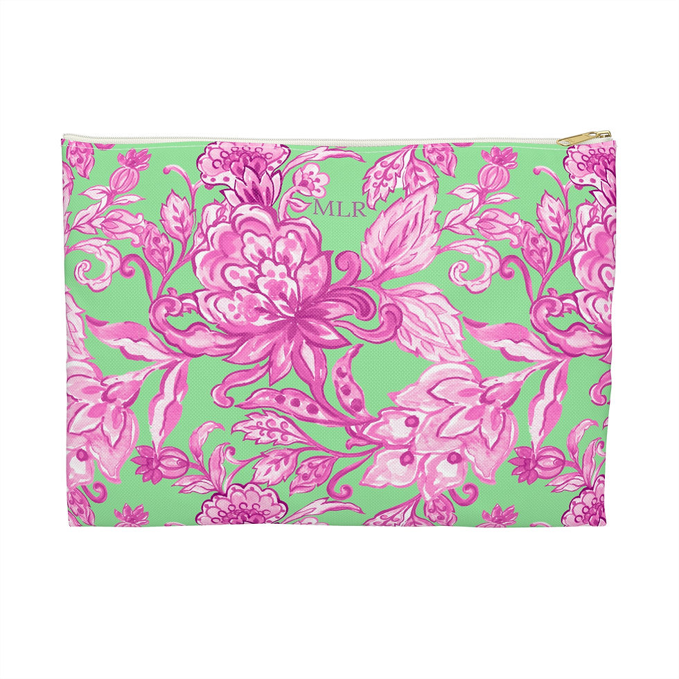 Pink and green floral pouch with zipper