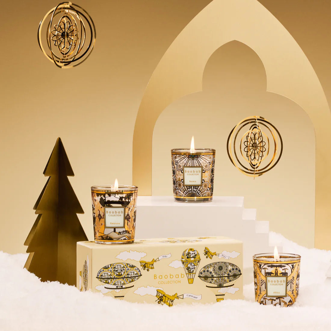 TRIO TRAVEL CANDLES ROSACE-CARAVANE-AFRIKA