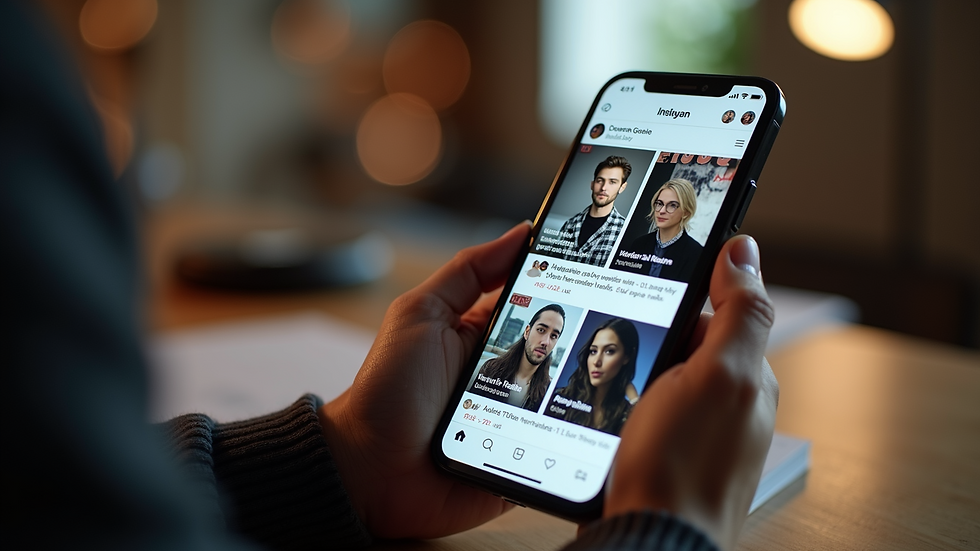 Close-up view of a smartphone showing social media music promotion posts