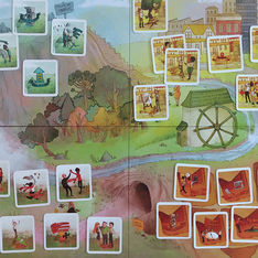 Jogo de cartas e tabuleiro criado para divulgar o mapa estratégico ilustrado criado para a empresa.