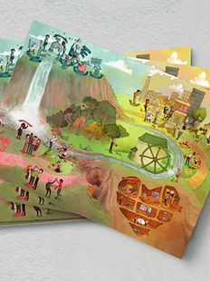 Mapa estratégico ilustrado com ilustração original criada por Lara Rösler.