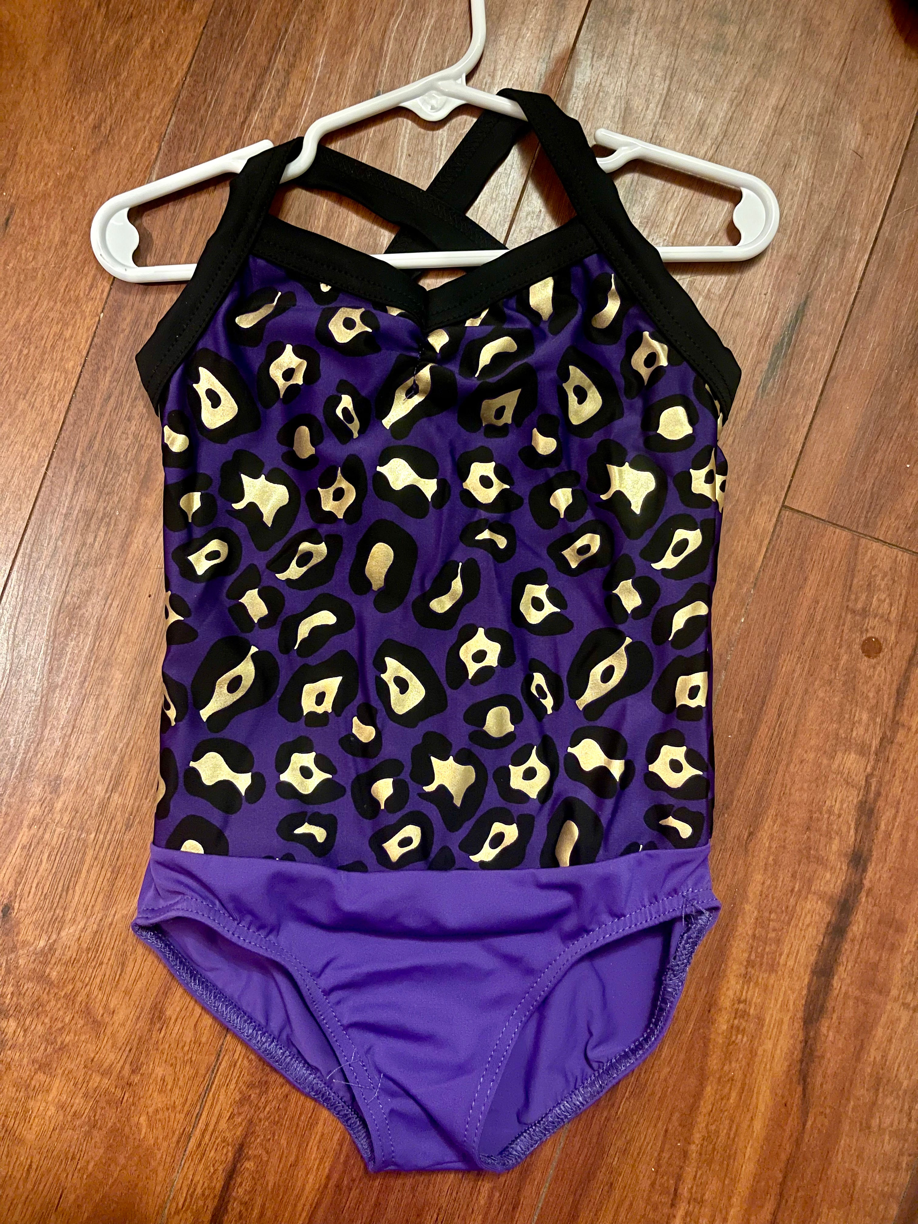 Girls Purple Cheetah One Piece 4/5