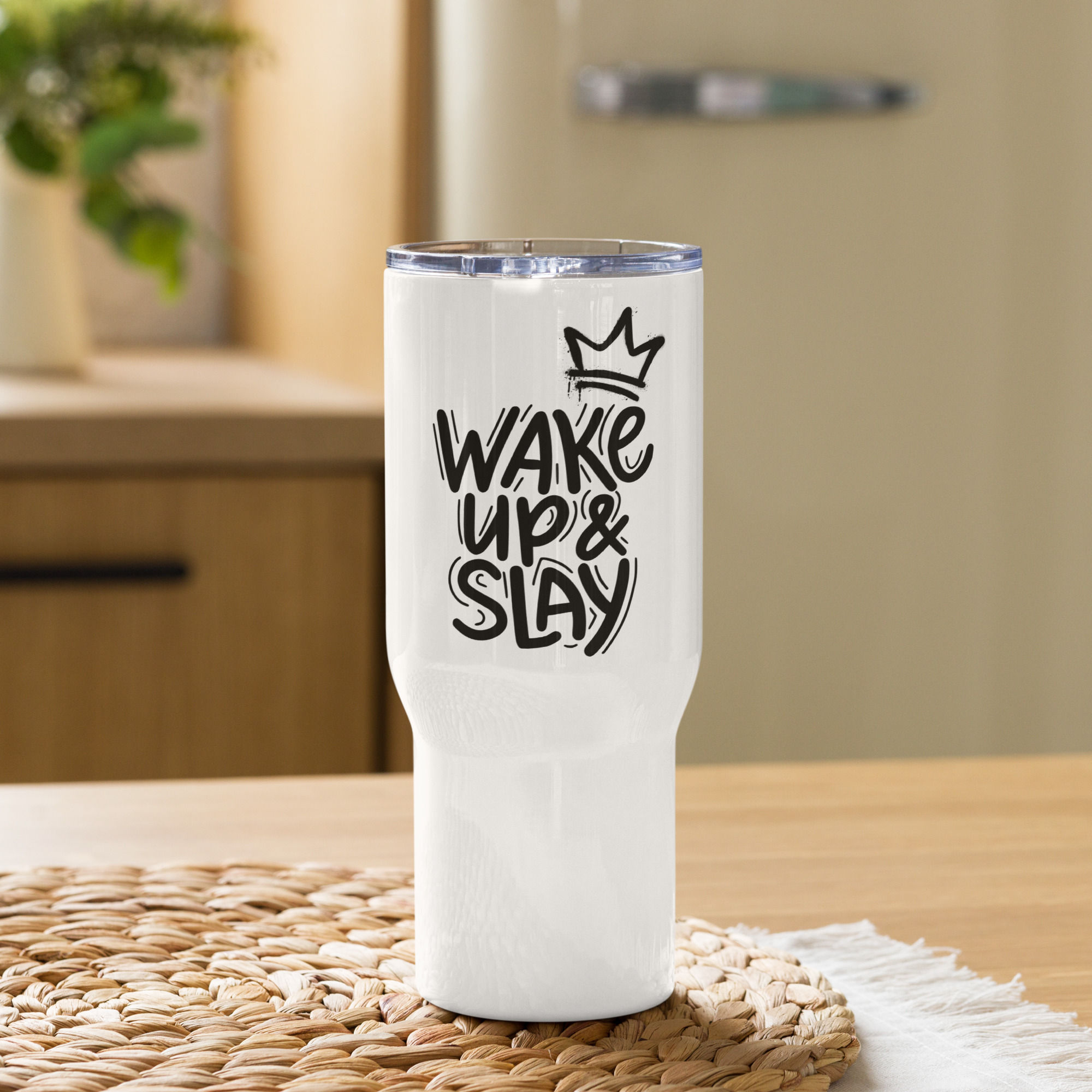 Wake Up & Slay Travel mug with a handle