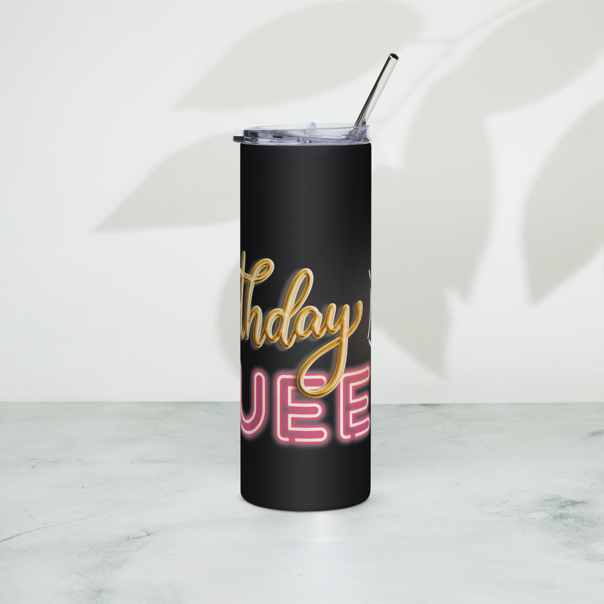 Neon B-Day Queen Stainless steel tumbler