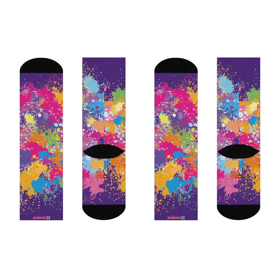 Miniature : Cushioned Crew Socks, Fun Splash of Paint, Artsy Wootsiedoo Logo, Gift idea