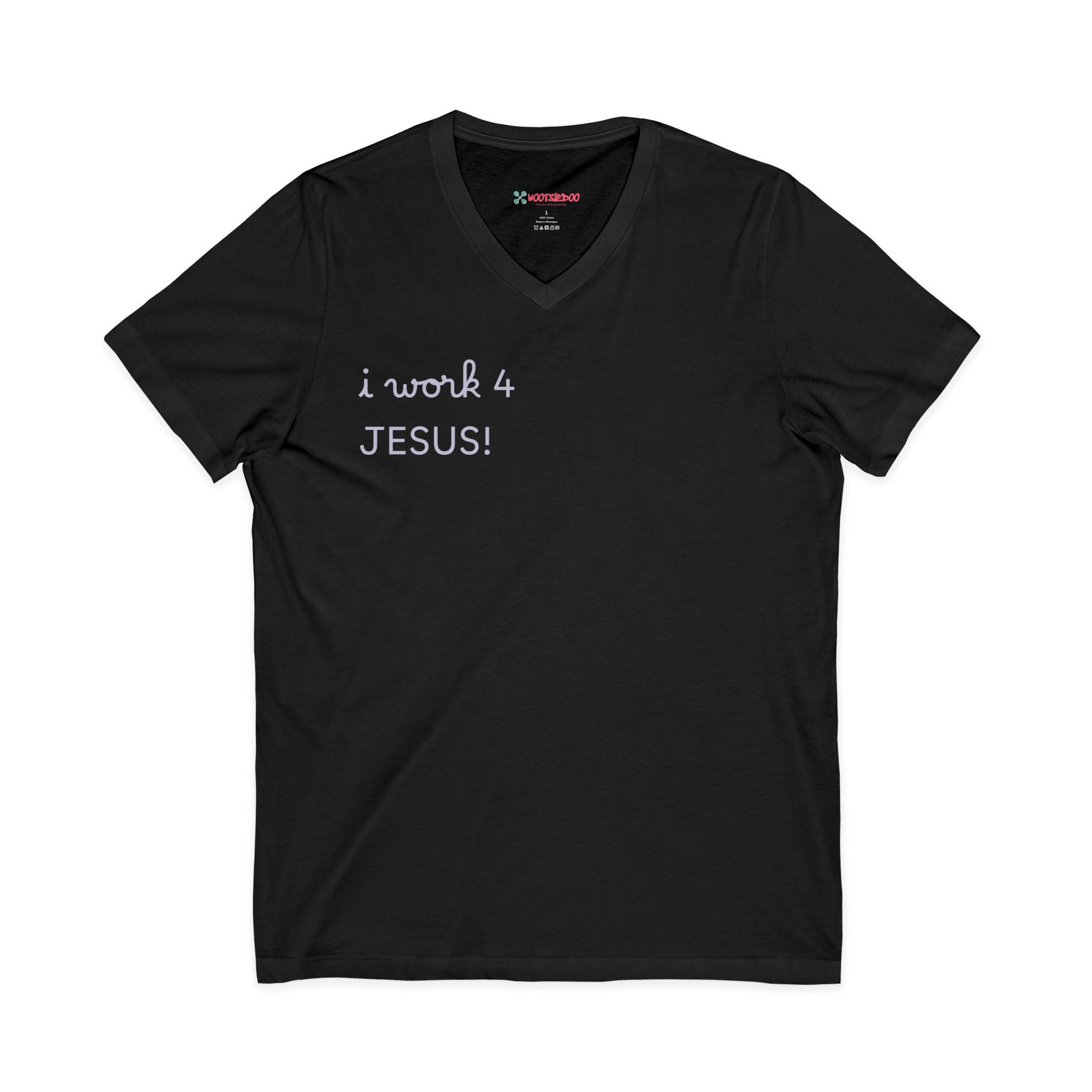 I Work 4 Jesus V-Neck Tee,"Join Team Jesus" Christian Faith Shirt