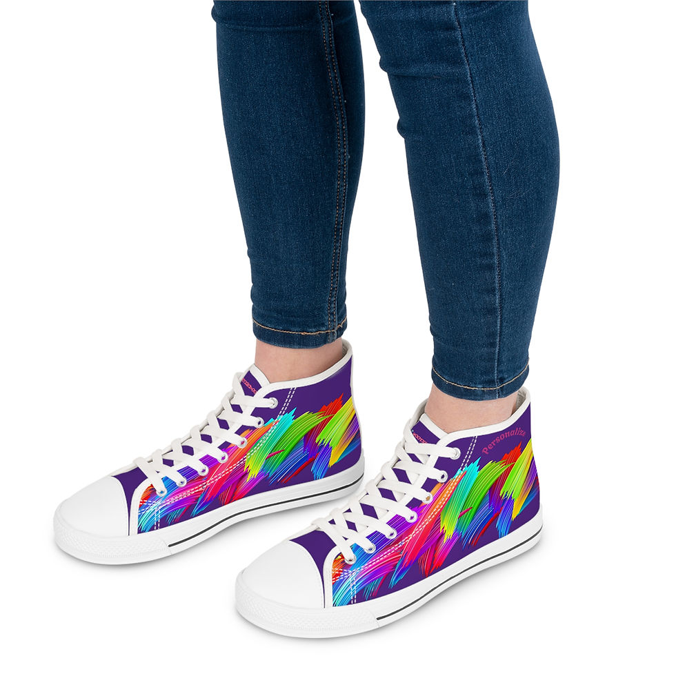 サムネイル： Vibrant Women's High Top Sneakers, Casual Footwear, Street Style, Fashion Lovers
