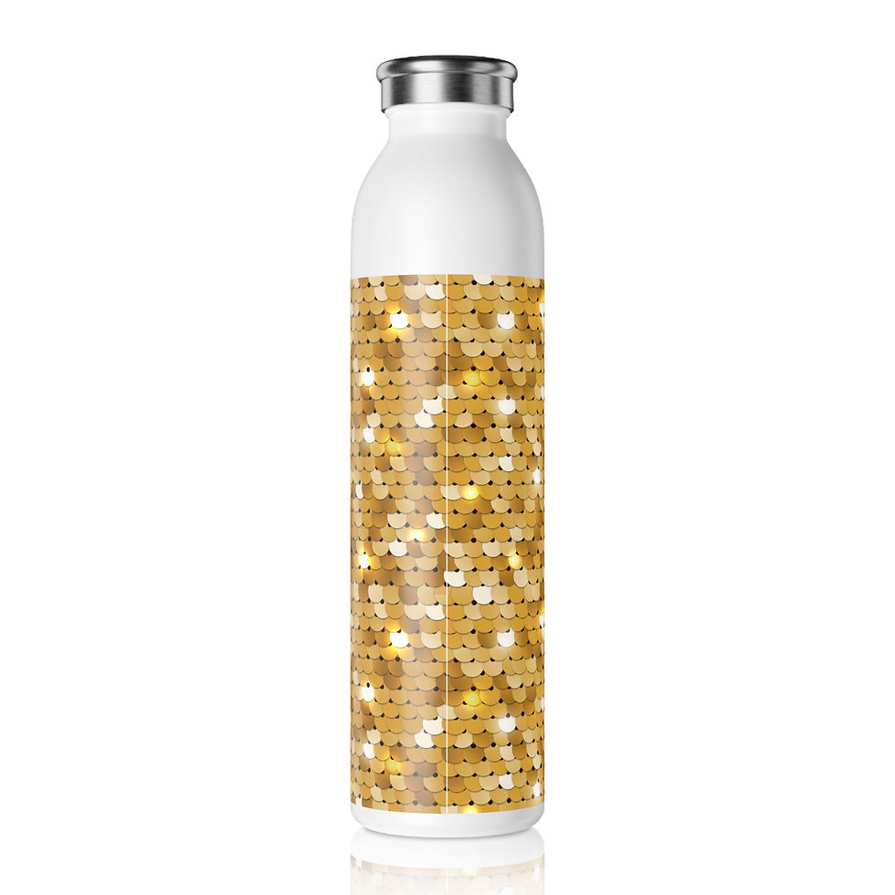 Miniature : Trendy Slim Water Bottle with Gold Sparkle Design, Eco-Friendly Water Bottle