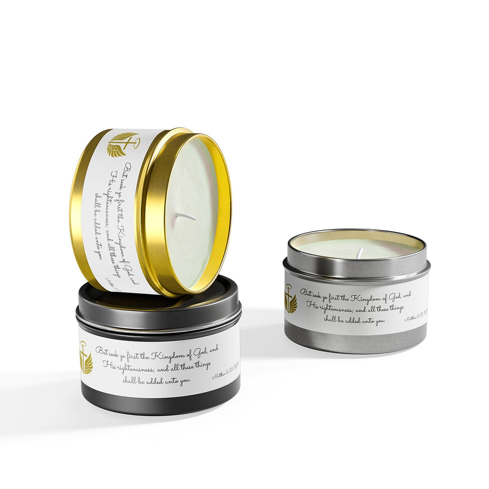 Miniature : Inspirational Faith Tin Candle — "Seek First the Kingdom" Scented Candle