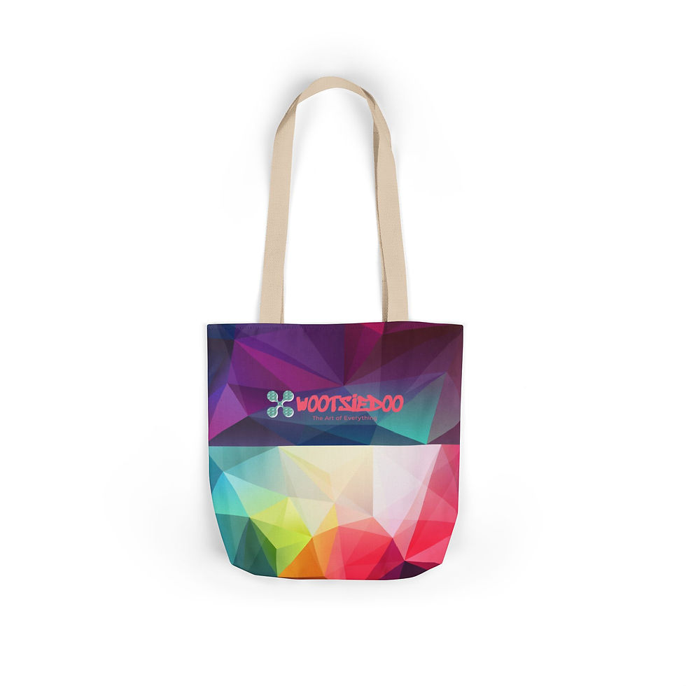 Thumbnail: Colorful Geometric Canvas Tote — Rainbow Polygon Design with Neutral Straps