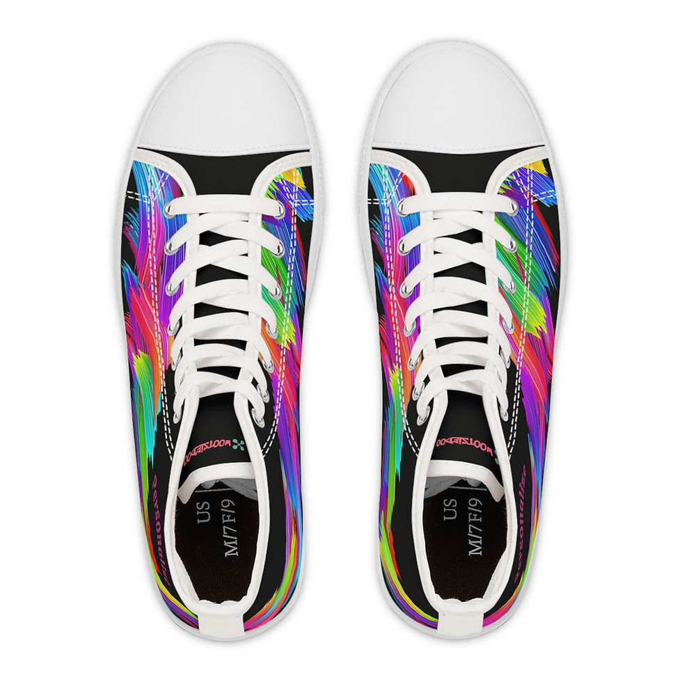 サムネイル： Vibrant Women's High Top Sneakers, Casual Footwear, Street Style, Fashion Lovers