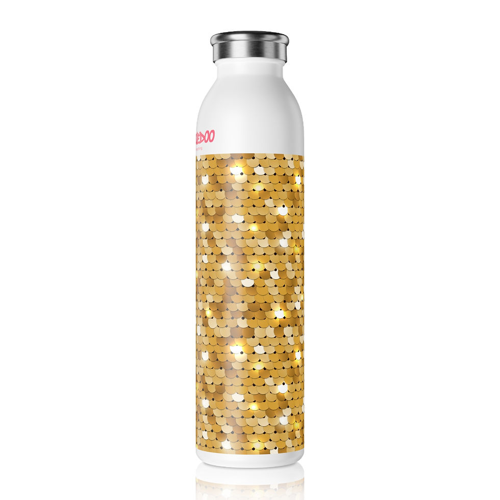 Miniature : Trendy Slim Water Bottle with Gold Sparkle Design, Eco-Friendly Water Bottle