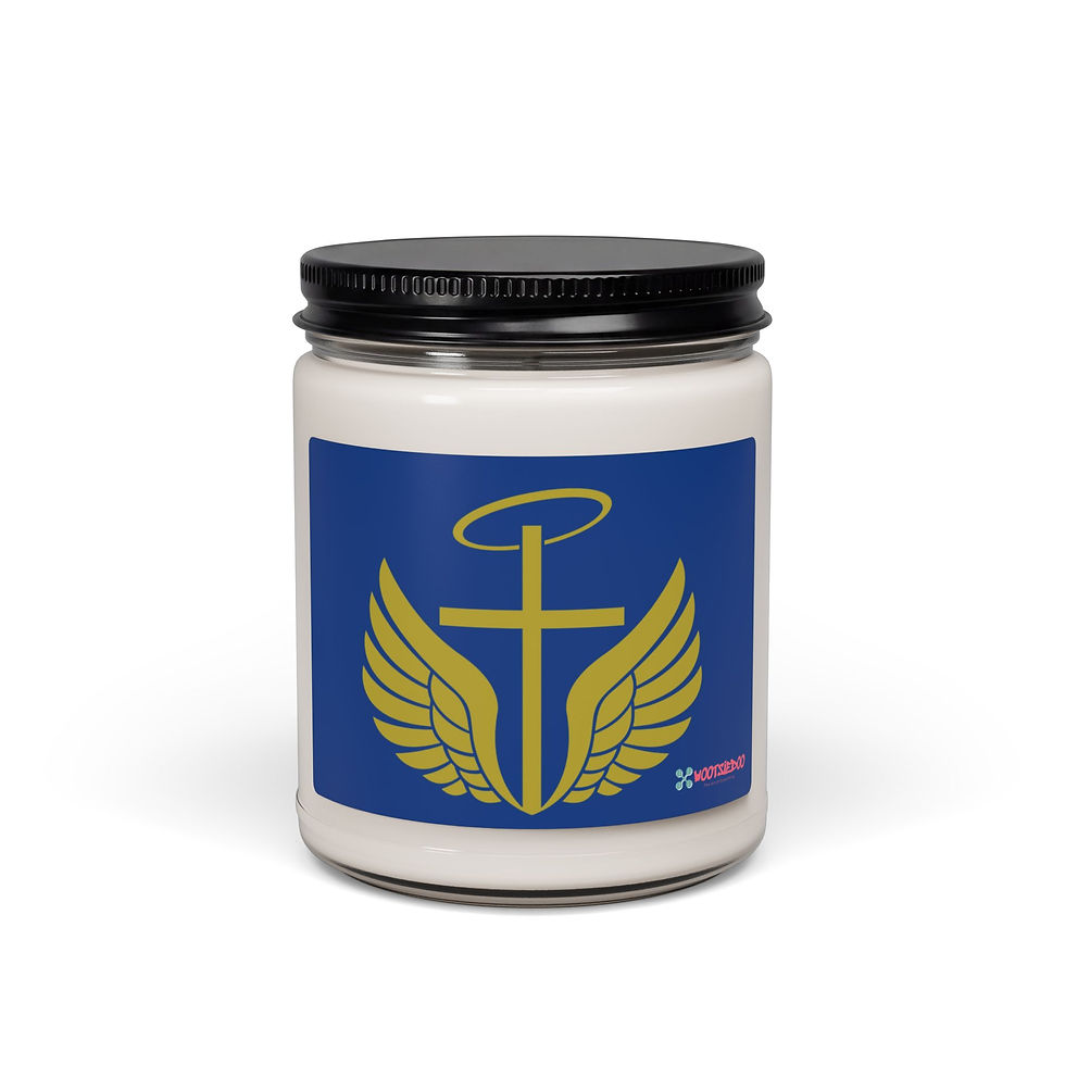 縮圖：Angel Wings & Cross Soy Candle — 9oz Scented Jar (Spiritual Gift)