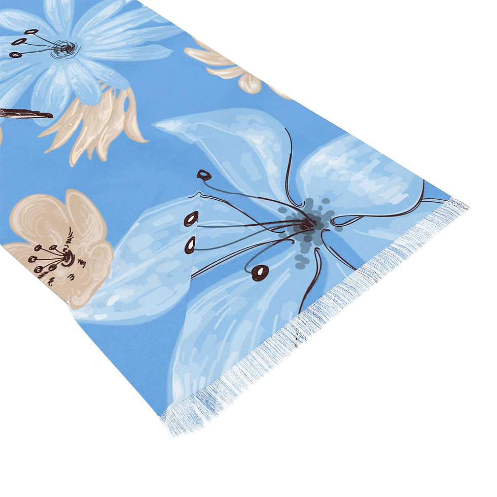 Miniatura: Light Scarf, Accessory, Coverup, Soft Blue Flower Petals