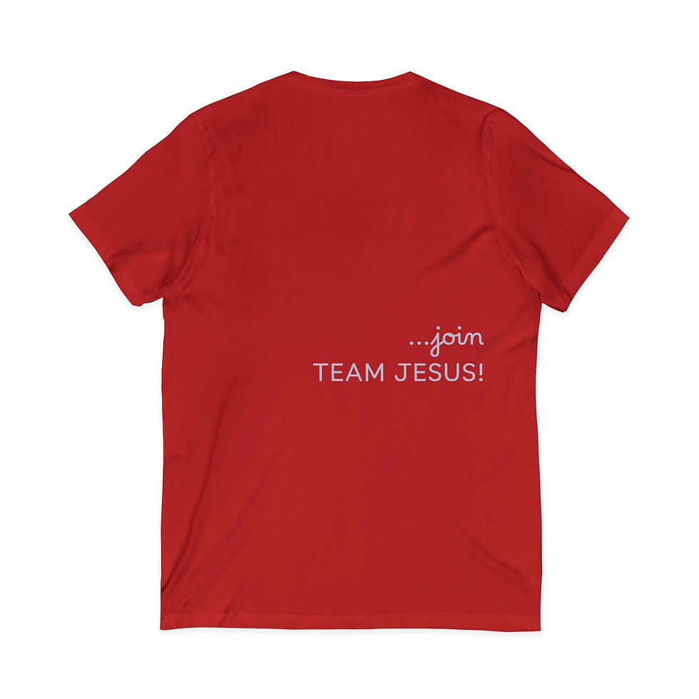 Miniature : I Work 4 Jesus V-Neck Tee,"Join Team Jesus" Christian Faith Shirt