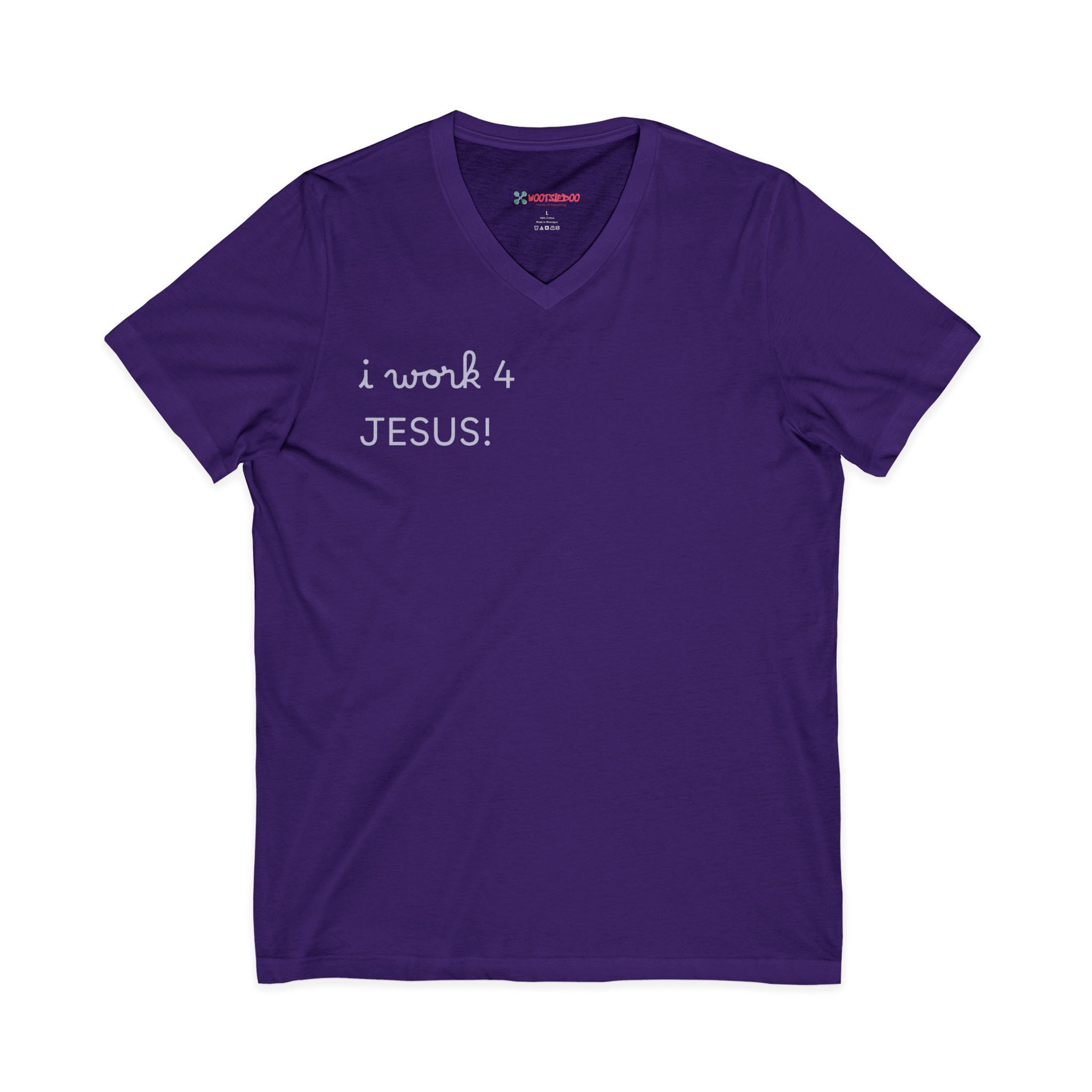 I Work 4 Jesus V-Neck Tee,"I Read the Word, I Believe the Word… Faith Shirt