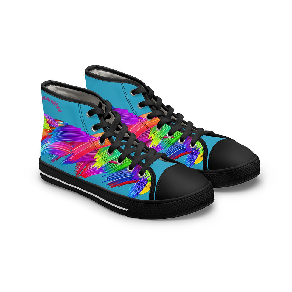 サムネイル： Vibrant Women's High Top Sneakers, Casual Footwear, Street Style, Fashion Lovers