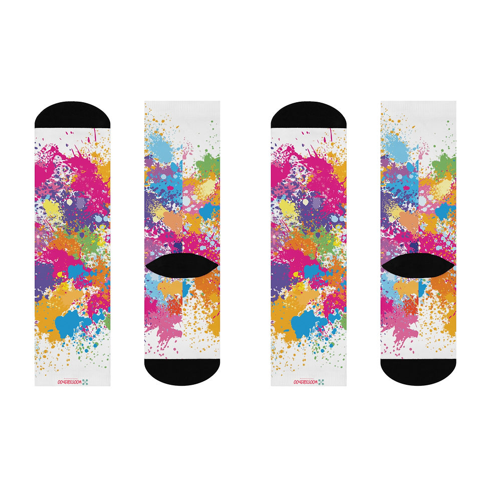 Thumbnail: Cushioned Crew Socks, Fun Splash of Paint, Artsy Wootsiedoo Logo, Gift idea