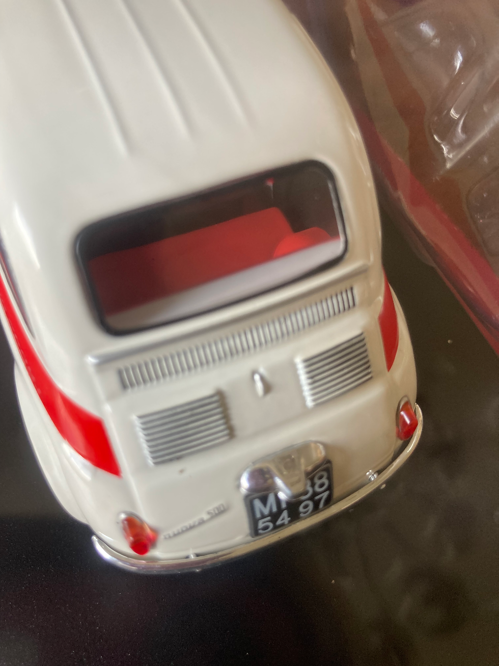 Thumbnail: 1:24 Fiat 500 Sport 1958 White/Red Detailed Scale Model Car.