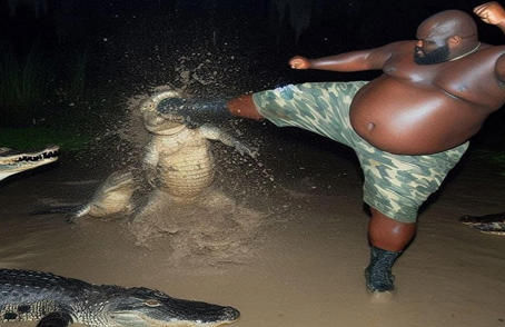 Man goes viral after booting an alligator