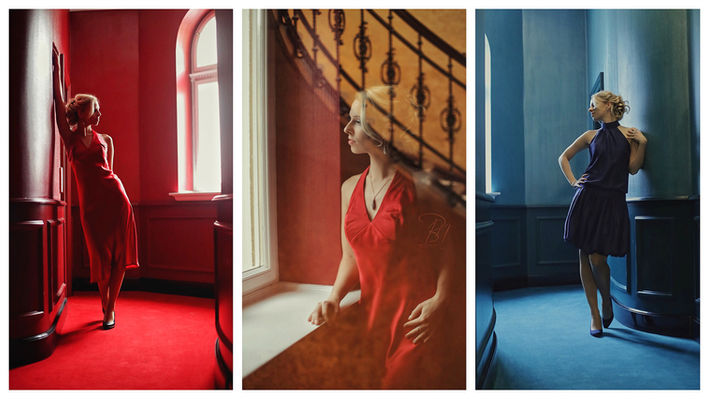 Nő portréja különböző színekben a Bánhalmi Norbert fotókiállítás Tihany