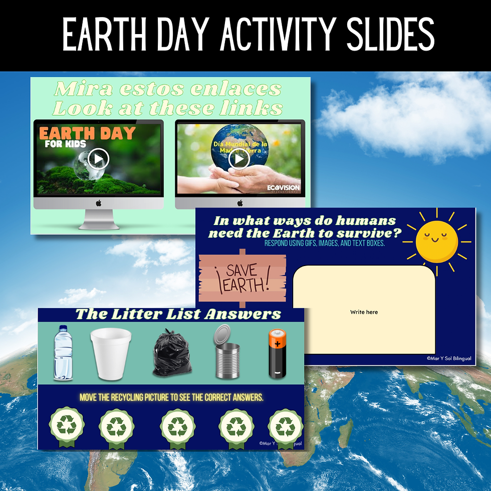 Thumbnail: El Día de la Tierra Earth Day Activity Bilingual Spanish Slides El puente